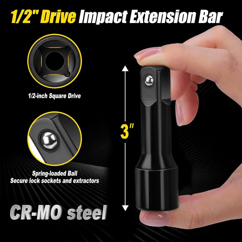 Topec 1/2" Drive Impact Extension Bar, for Flip Lug Nut Extractor Socket, 3" - Image 2